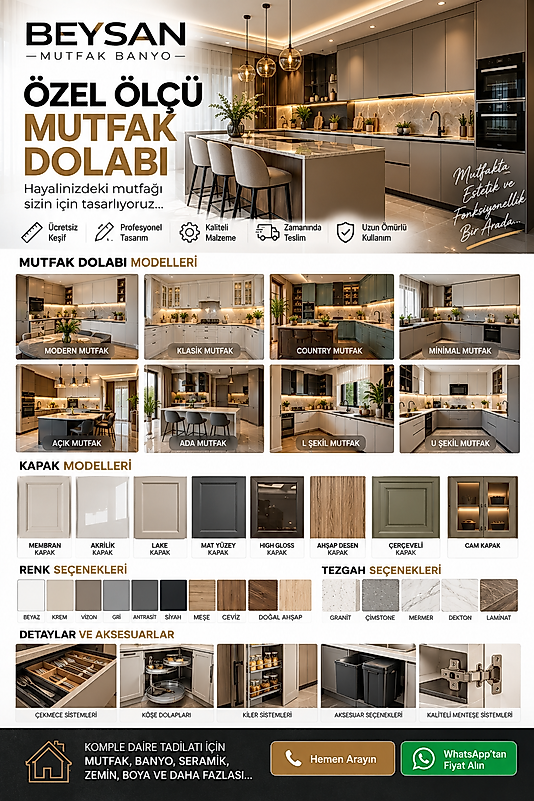 KOMPLE DAİRE TADİLATI ÖZEL ÖLÇÜ MUTFAK DOLABI