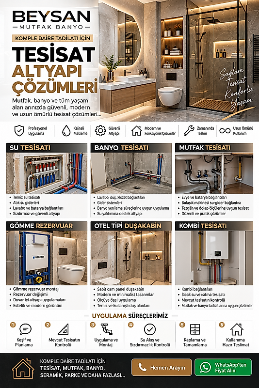 Su Tesisatı, Banyo Tesisatı ve Tadilat İşlemleri