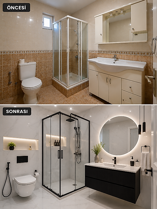 Komple Banyo Tadilatı | Seramik, Dolap ve Duşakabin Yenileme