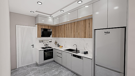 High Gloss Kapaklı Mutfak Dolabı - Özel Ölçü Üretim -Kişiye Özel Tasarım