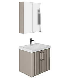 80 cm Banyo Dolabı | MDF Lam, Membran Kapaklı , Seramik Lavabolu – Beysan