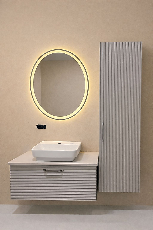 Banyo Dolabı ve Havlu Dolabı I Lavabolu, Membran Kapak, MDF-BEYSAN