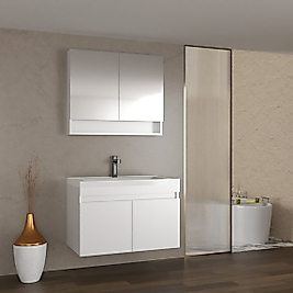 80 cm Beyaz Banyo Dolabı | MDF Lam, Seramik Lavabolu – Beysan